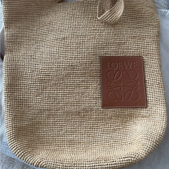 Loewe Beige Woven Tote with Brown Leather Logo Patch - Picture 1 of 8